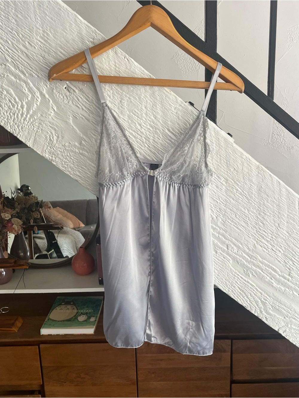Frederick’s of Hollywood light blue babydoll satin slip dress lingerie intimates